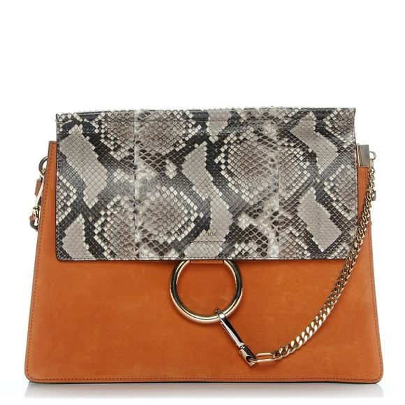 Chloe Python Suede Medium Faye Shoulder Bag - Picture 8 of 15